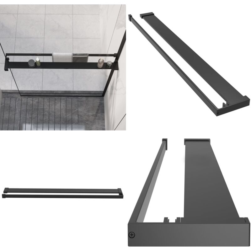 Tagère de douche pour paroi de douche à l'italienne Noir 90 cm - étagère de douche - étagères de douche - Home & Living - Noir