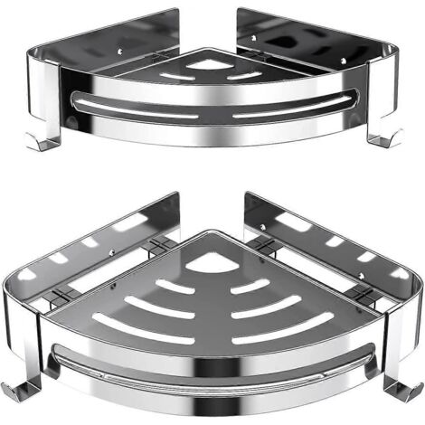 Étagère de douche sans perçage, étagère d'angle en acier inoxydable, panier de douche triangulaire, organisateur de salle de bain, étagère de douche pour salle de bain, cuisine et salle d'eau.