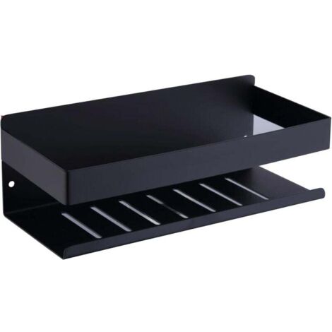 Étagère de Douche sans Perçage, Étagère de Douche Auto-adhésif,SUS304 Acier Inoxydable Adhésive Panier de Douche Noir Mat 30 CM