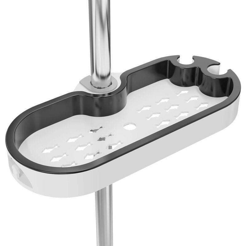 Tagère de Douche sans Perçage, Etagère Douche Réglable avec Boucle et Crochet pour Pomme Douche, Drain, Antibactérien, pour Barre Douche avec