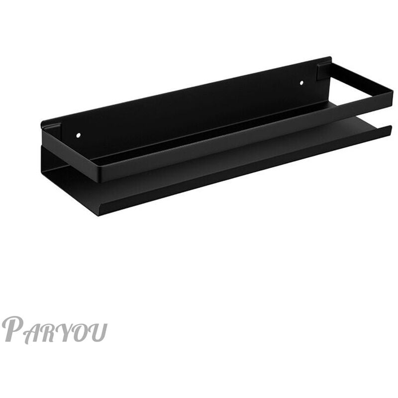 Tagère de Douche Sans Perçage, Étagère Salle de Bain Acier Inoxydable, étagère adhésive,etagere rangement douche, Noir mat - 30 cm