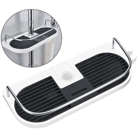 Étagère de douche sans perçage, hauteur réglable, compatible avec les barres de douche de 19 à 25 mm de diamètre.