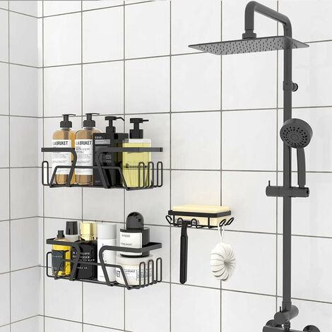 Set d'accessoires salle de bain bois pétrifié noir - 3 pièces