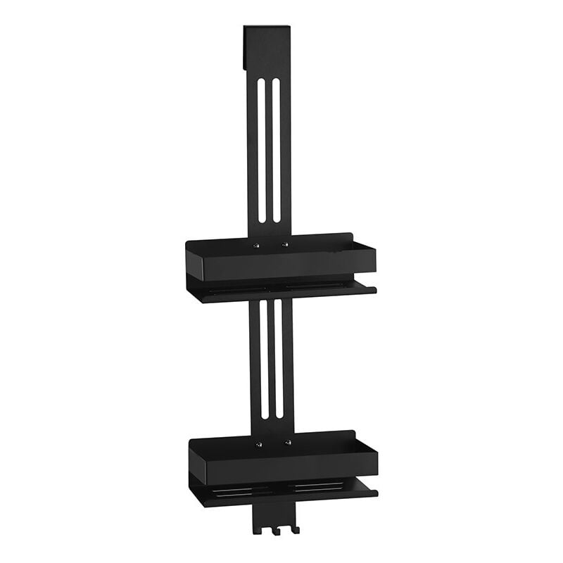 Tagère de douche suspendue, support de douche suspendu en acier inoxydable, tapis de douche double, panier de douche suspendu noir mat, étagère de