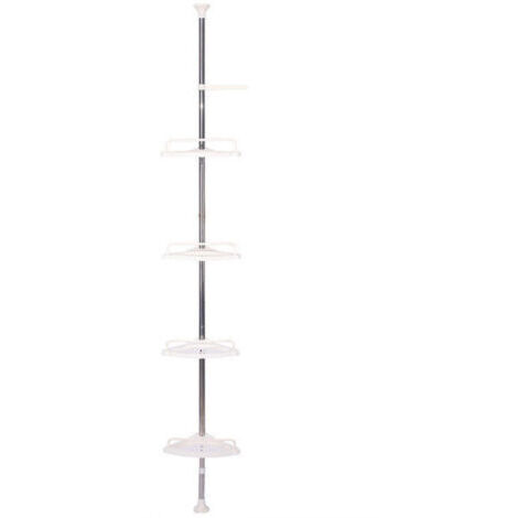 Étagère de douche télescopique 100-320 cm Étagère de douche réglable en hauteur sans perçage Étagère télescopique Étagère d'angle avec 4 paniers