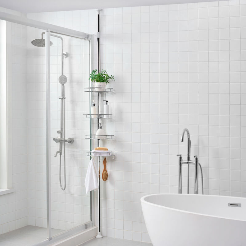 Tagère de douche télescopique Haapavesi acier inoxydable 90 - 300 cm chrome [neu.haus]