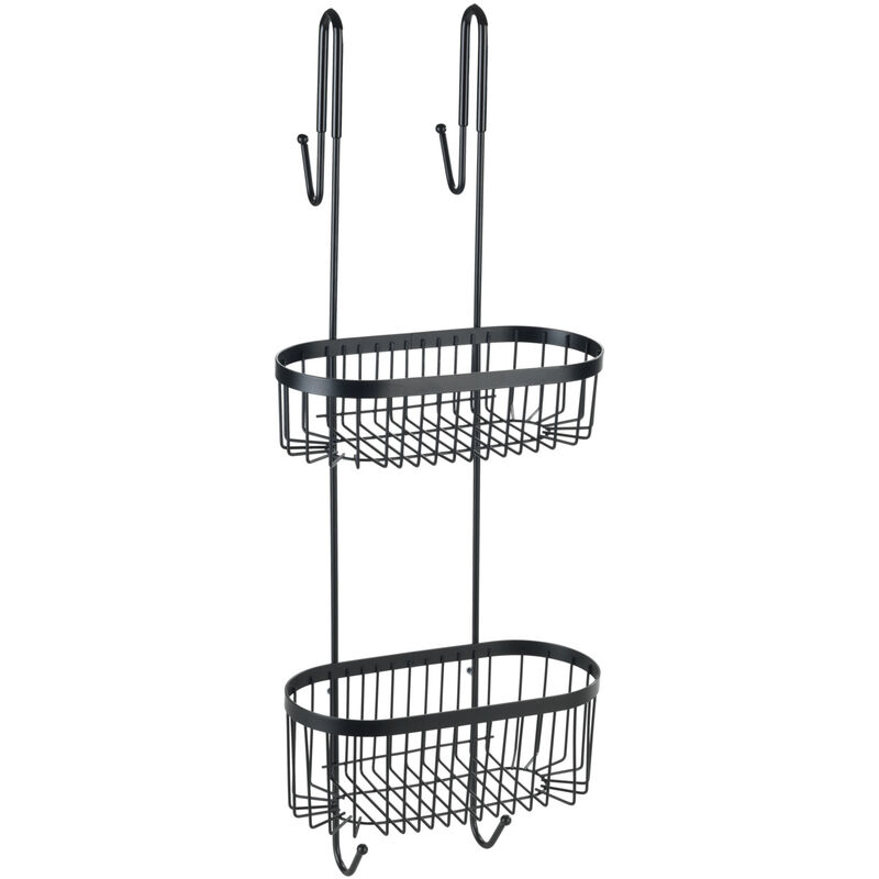 Étagère de douche WENKO, Classic Plus Black Serino, Rangement douche pour la salle de bain, 2 paniers Protection anti-rouille grâce à un revêtement