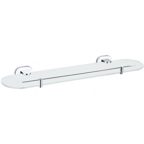 Etagère de douche YUKON en verre et laiton blanc chromé 50 cm