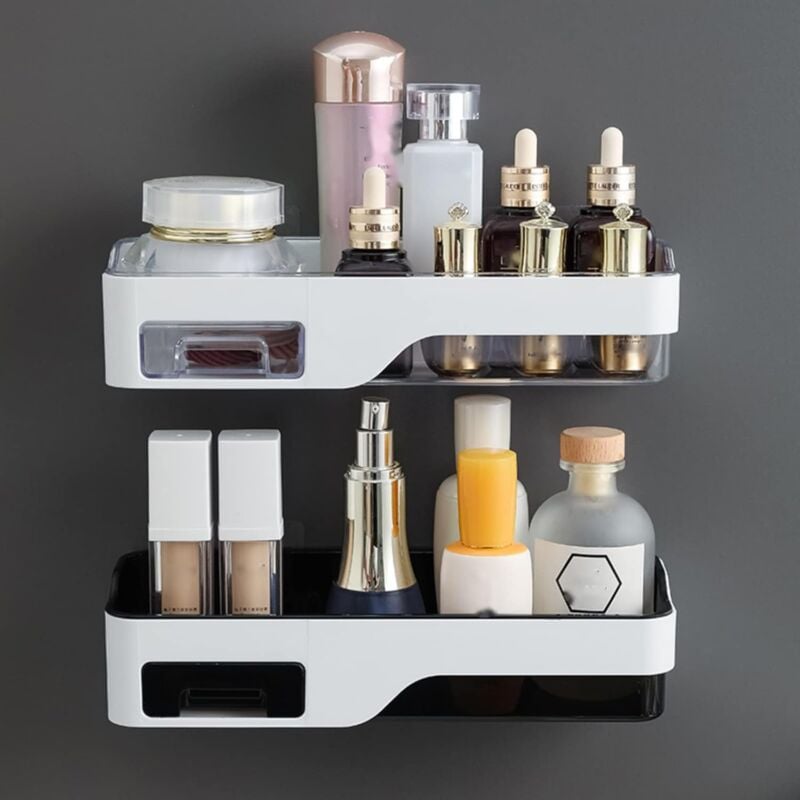 Tagère de Douche,2Pcs RangementPanierServiteur Rangement De Douche à Suspendre Paniers Rangement D'organisateur de Mural pour Salle de Bain/Cuisine