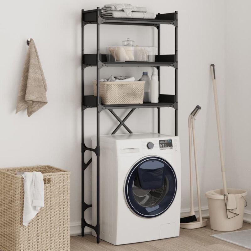 Vidaxl - tagère de lave-linge noir 67x25x163 cm bois d'ingénierie