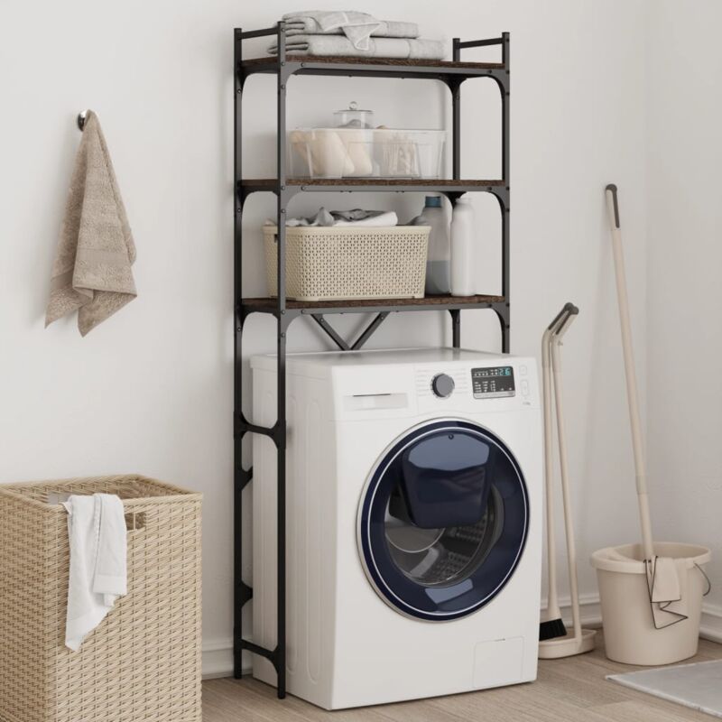 Tagère de lave-linge chêne marron 67x25x163 cm bois ingénierie