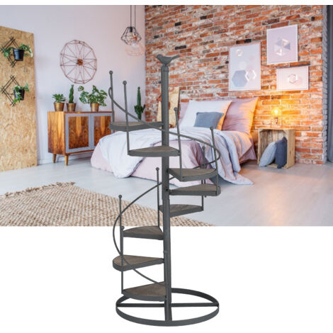 Étagère de Plantes Spirale Moderne [2 pièces Assemblage] - Support à Plantes en Fer et Bois, 23 x 56cm, Multifonctionnel pour Balcon et Salon