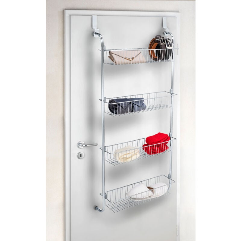 Tagère porte Wenko xl chromée avec 4 paniers 50 x 109 cm pour rangement cuisine salle de bain organisateur de porte pratique en métal idéal avec