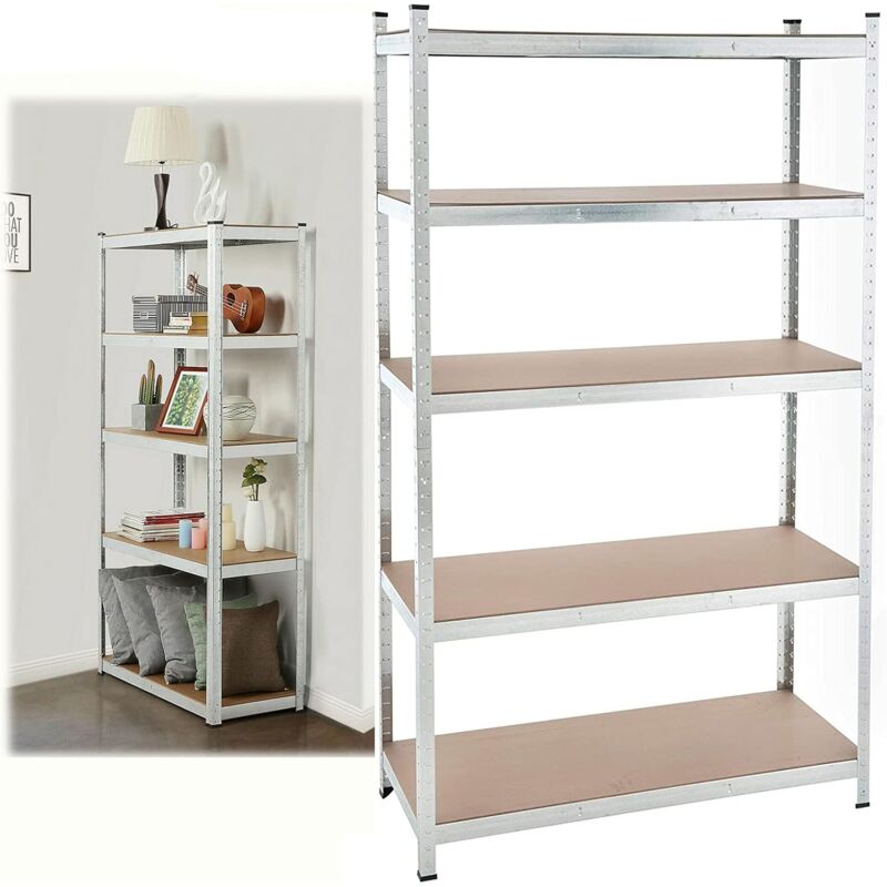 Lucn - tagère de rangement 200 x 100 x 50 cm, étagère pour charges lourdes avec 5 tablettes en métal, étagère à emboîter, en métal, montage facile,