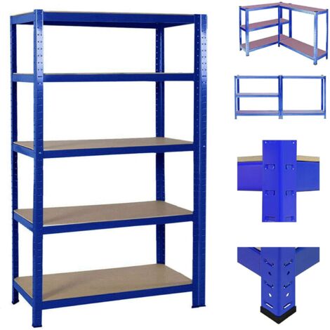 Étagère de rangement-200x100x50 cm 175 kg-robuste étagère enfichable-Montage rapide sans outils-étagère de sous-sol pour un rangement Flexible - sans arêtes vives-bleu