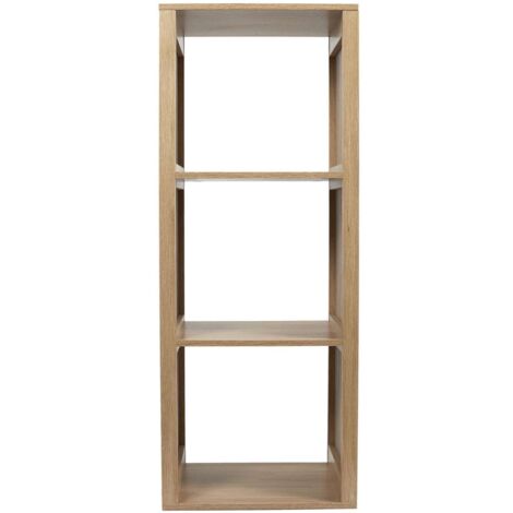 The Home Deco Factory – Etagère de rangement 3 cases en bois – Dimensions 38,5x32x99 cm – À fixer au mur – Montage facile