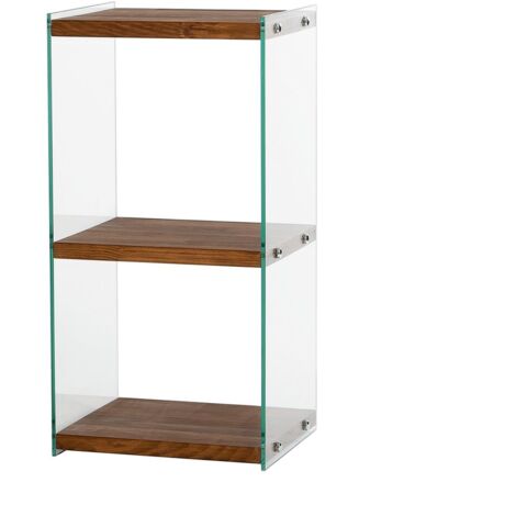Etagère de rangement 3 niveaux en verre et bois foncé AQUA