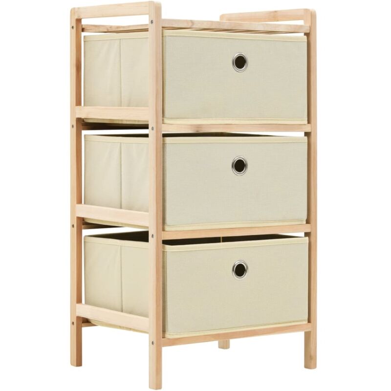 vidaXL Korb-Kommode mit 3 Stoffkörben Zedernholz Beige