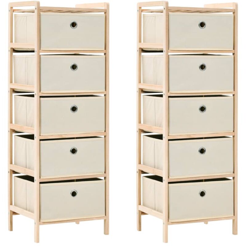 Étagères de rangement avec 5 paniers en tissu 2 pcs beige cèdre