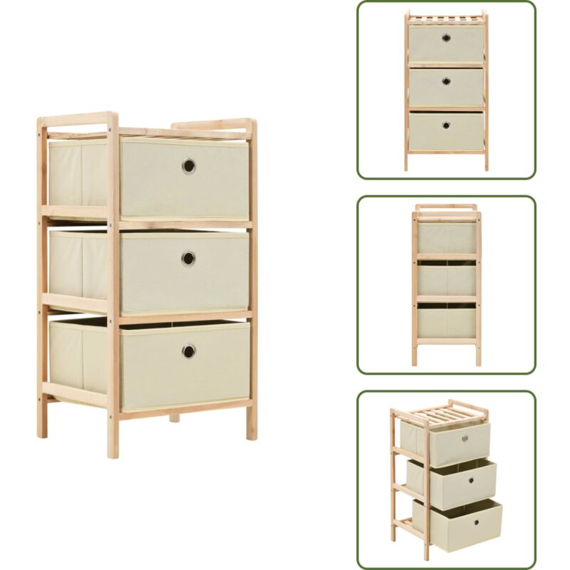 Tagère de rangement 3 paniers Tissu Bois de cèdre Beige - Étagère De Rangement - Meuble De Rangement - Bibliothèque - Organisateur - Bois De Cèdre