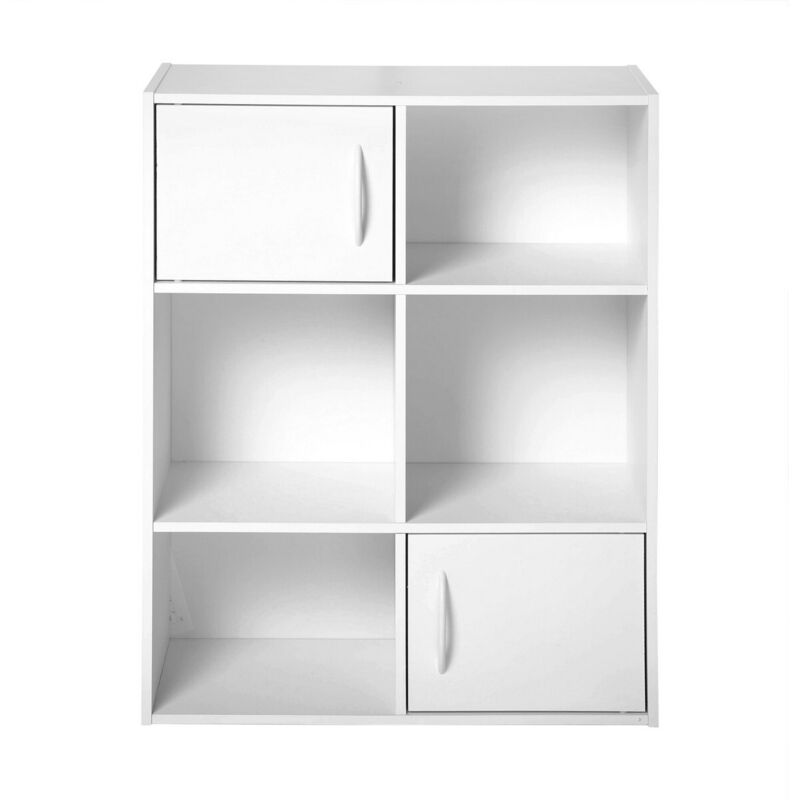 Etagère de rangement 6 cases 2 portes - Calicosy