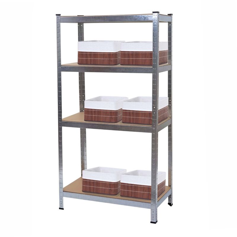 Étagère de rangement 4 niveaux 160 x 80 x 40 cm avec 6 paniers pour charge lourde métal galvanisé plateaux en MDF 040010993 Étagère de rangement 4 niveaux 160 x 80 x 40 cm avec 6 paniers pour charge lourde métal galvanisé plateaux en MDF 040010993