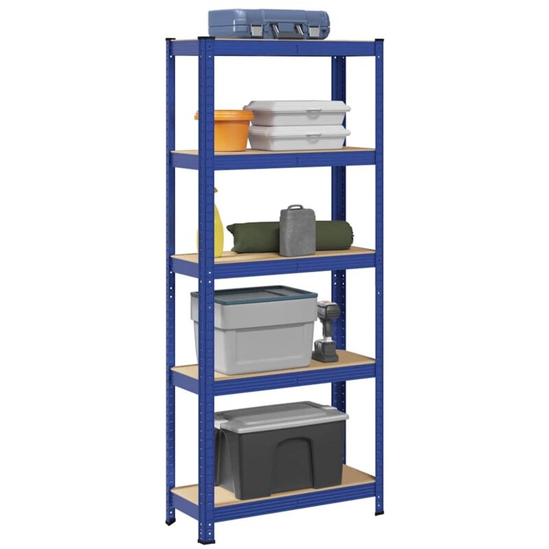 Tagère de rangement à 5 niveaux Bleu Acier et bois ingénierie - Vidaxl
