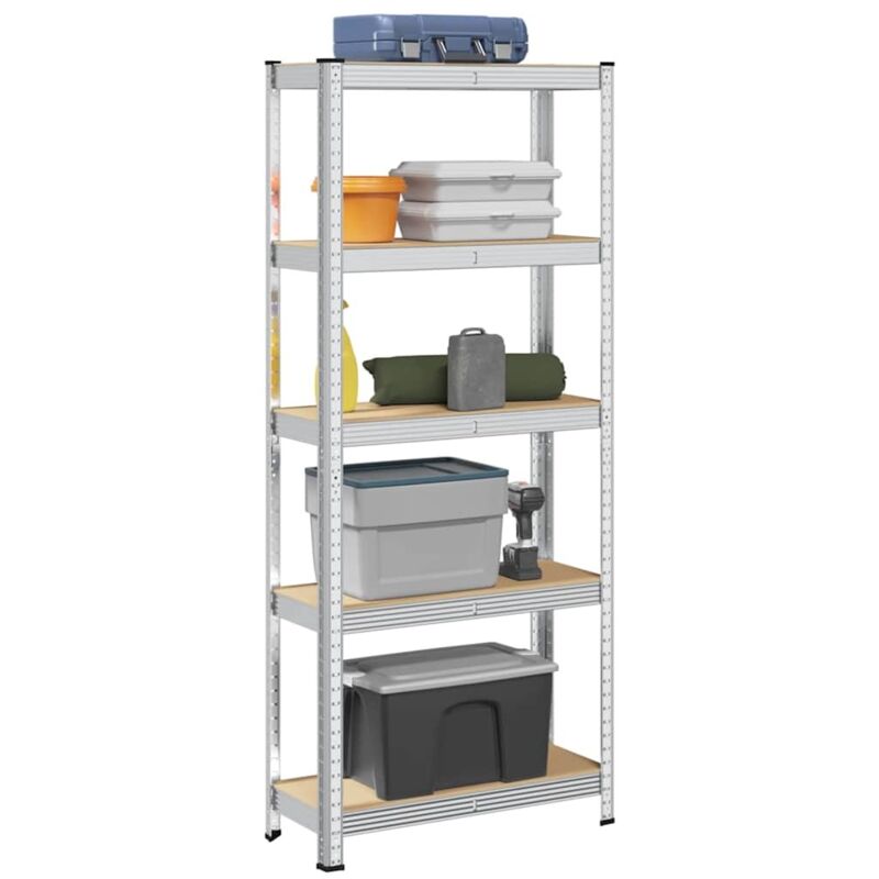 Tagère de rangement 5 niveaux Argenté Acier et bois ingénierie - Vidaxl