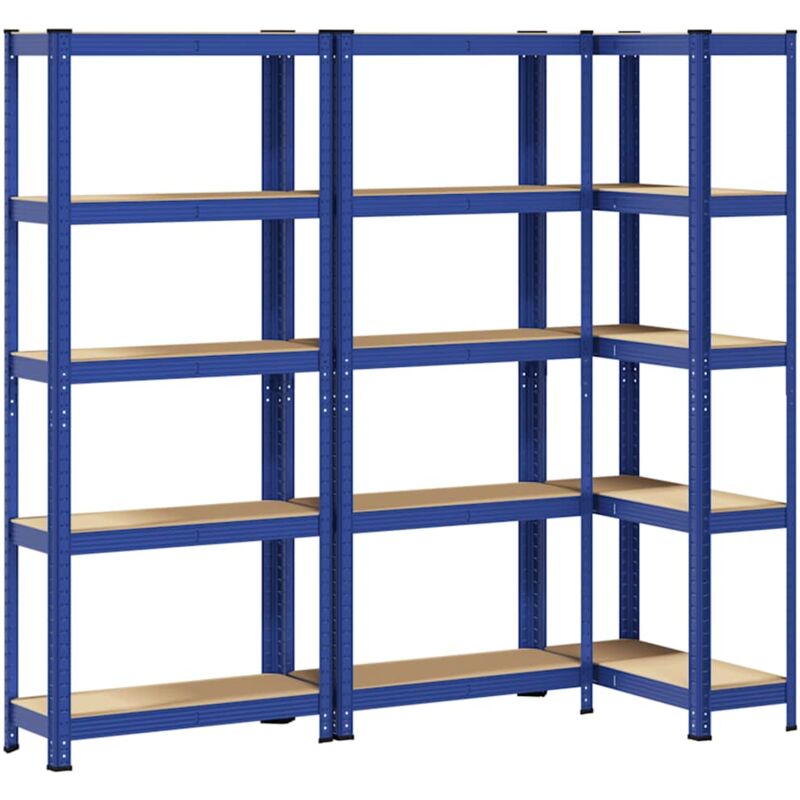 Tagères de rangement à 5 niveaux 3 pcs Bleu Vidaxl