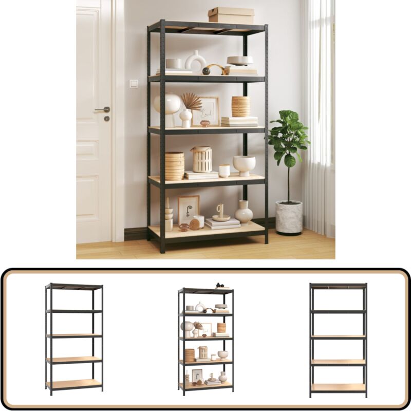 Vidaxl - tagère de rangement 5 niveaux Anthracite Acier bois ingénierie - Étagère Industrielle - Rangement Atelier - Rayonnage Métallique - Meuble