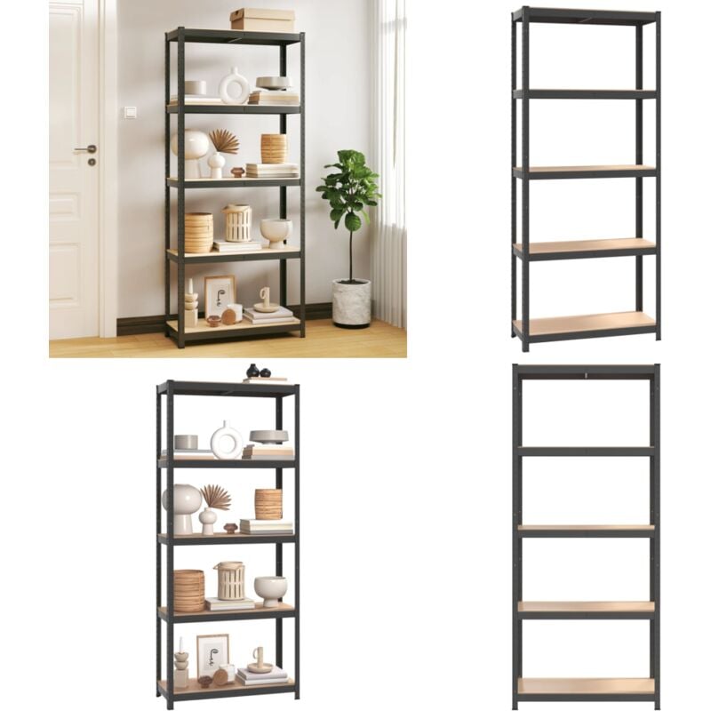 Vidaxl - tagère de rangement 5 niveaux Anthracite Acier bois ingénierie - Étagère Industrielle - Rangement Atelier - Rayonnage Métallique - Meuble