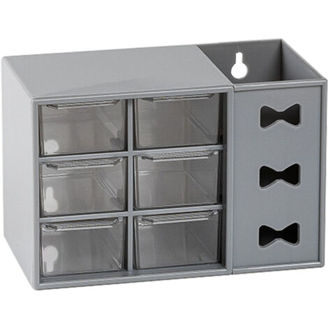 Étagère de rangement 6 tiroirs anti-poussière pour stylos, bureau étudiant et bureau professionnel gris