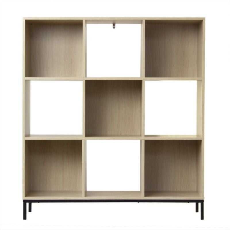 CALICOSY - Etagère de rangement 9 cases avec pieds métal