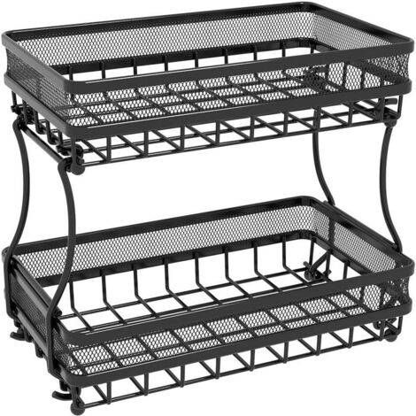 Étagère de rangement à 2 niveaux pour comptoir, panier de rangement pour légumes, fruits et collations de cuisine