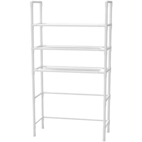 Étagère de rangement à 3 niveaux pour machine à laver, en métal blanc, pour salle de bain.