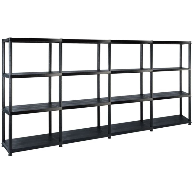 Tagère de rangement à 4 niveaux Noir 244x30,5x130 cm Plastique