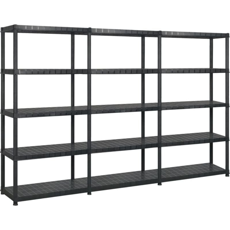 Tagère de rangement à 5 niveaux Noir 255x40x185 cm Plastique