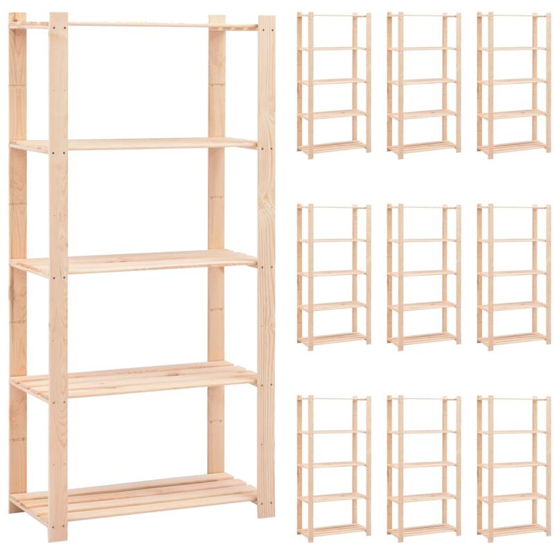 Vidaxl - tagères de rangement à 5 niveaux 10pcs 80x38x170 cm Pin 250 kg