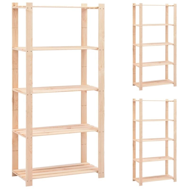 Tagères de rangement à 5 niveaux 3 pcs 80x38x170 cm Pin 250 kg Vidaxl