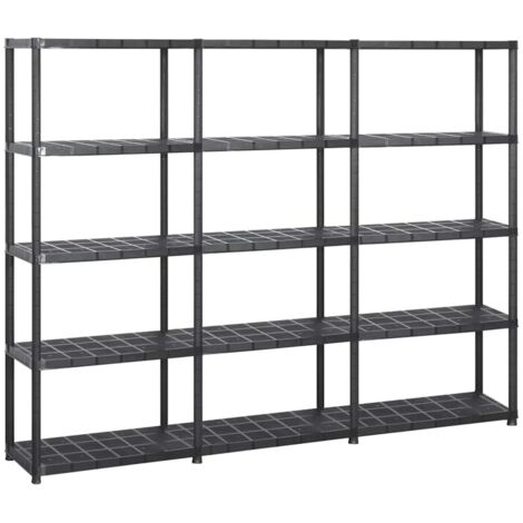 Étagère de rangement à 5 niveaux Armoire de rangement Noir 213x38x170 cm Plastique BRZH439692 MaisonChic