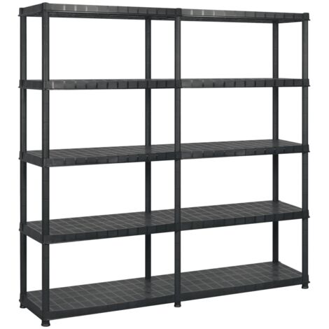 Étagère de rangement à 5 niveaux Étagère Charge Lourde - Étagère de stockage Noir 183x45,7x185 cm Plastique BV983361 - BonneVie