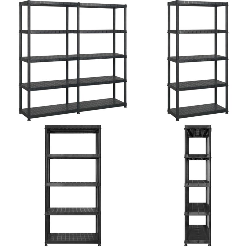 Tagère de rangement à 5 niveaux Noir 170x40x185 cm Plastique - Étagère De Rangement - Étagère Industrielle - Meuble De Rangement - Stockage Vertical