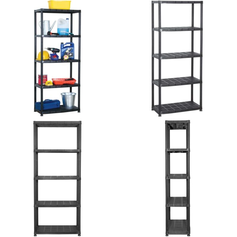 Tagère de rangement à 5 niveaux Noir 71x38x170 cm Plastique - Étagère De Rangement - Étagère Industrielle - Étagère Métallique - Stockage Vertical