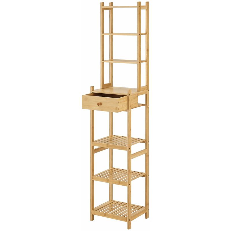 Helloshop26 - tagère de rangement à 7 niveaux avec tiroir 163 x 33 x 28 cm