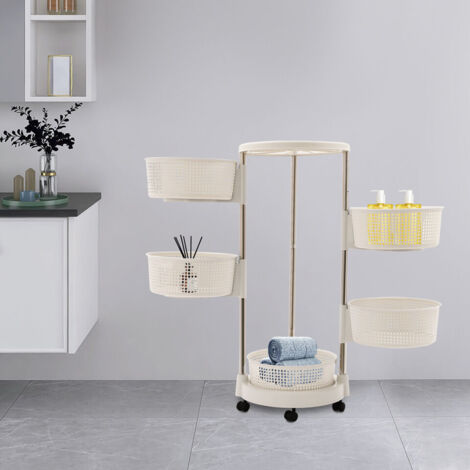 Étagère de rangement à roulettes à 5 niveaux Chariot de rangement mobile pour la cuisine