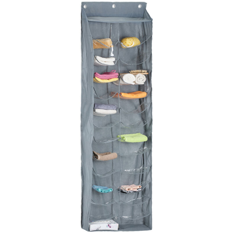 Tagère de rangement, à suspendre au mur ou à la porte, pour la salle de bain, gris et transparent - Relaxdays