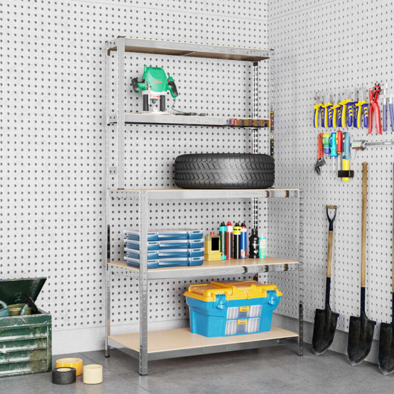 Vidaxl - Table de travail avec étagères 5 niveaux Argenté Acier