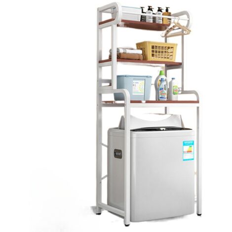Étagère de rangement au-dessus de machine à laver – 3 niveaux H 205 x L 70 x P 60 cm – Métal traité anti-rouille – Pour buanderie