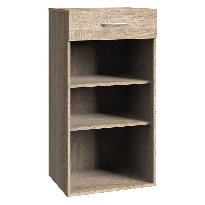 Pegane - Etagère de rangement avec 1 tiroir et 2 tablettes en mélamine coloris imitation chêne - longueur 40 x hauteur 98 x profondeur 40 cm Pegane - Etagère de rangement avec 1 tiroir et 2 tablettes en mélamine coloris imitation chêne - longueur 40 x hauteur 98 x profondeur 40 cm