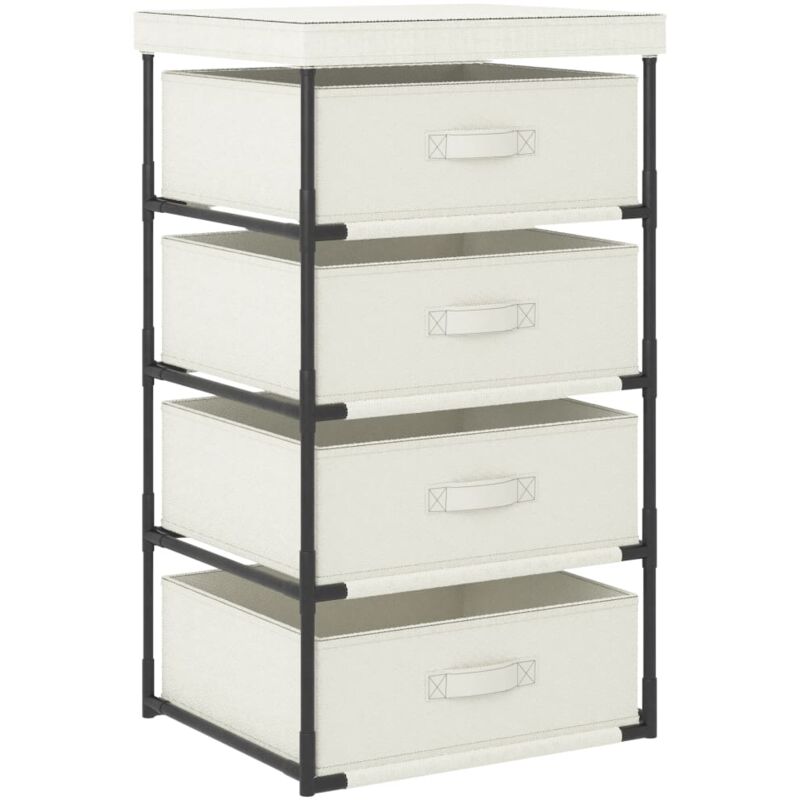 Vidaxl - tagère de rangement avec 4 paniers en tissu Acier Crème